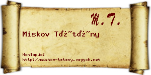 Miskov Tétény névjegykártya